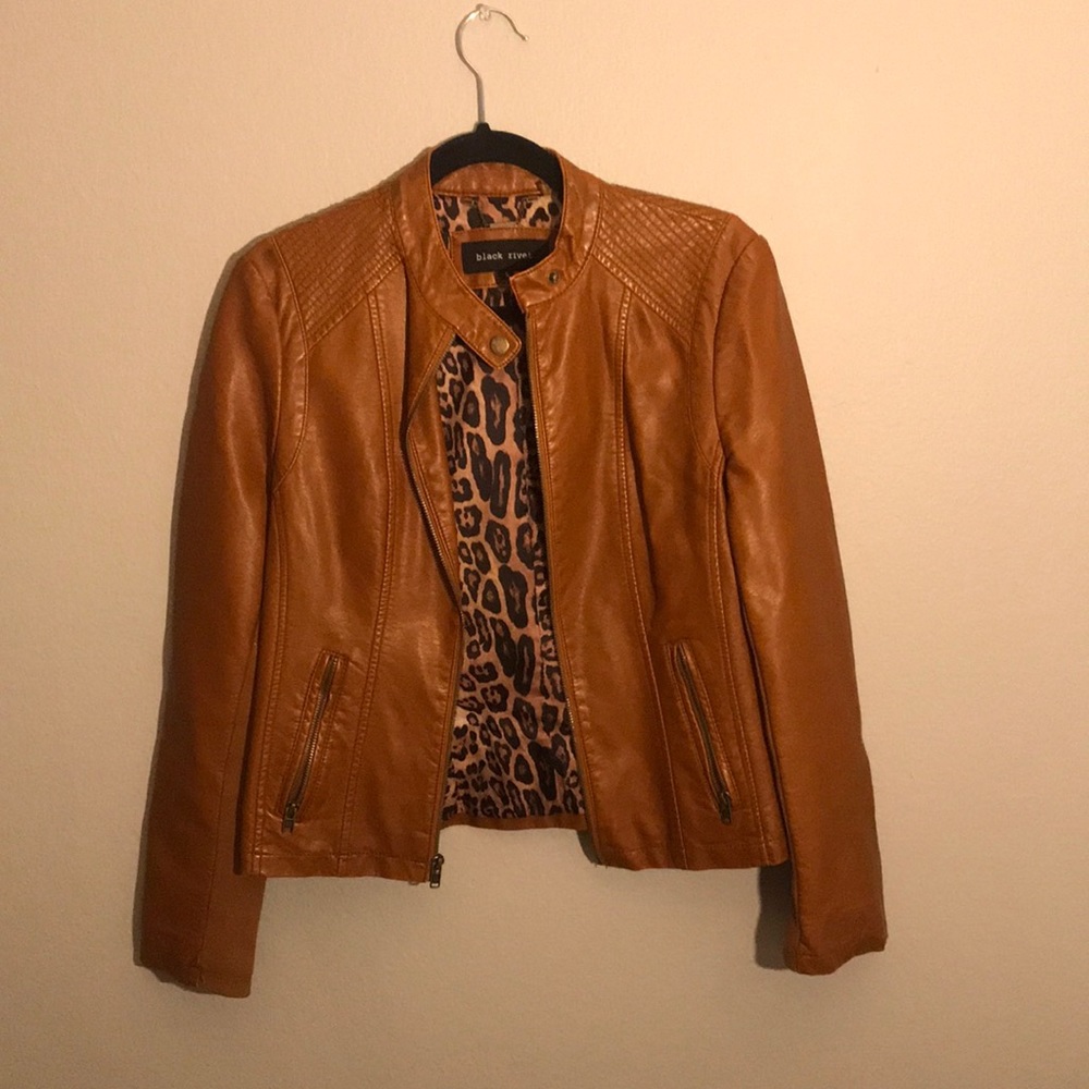 Black Rivet Faux leather coat